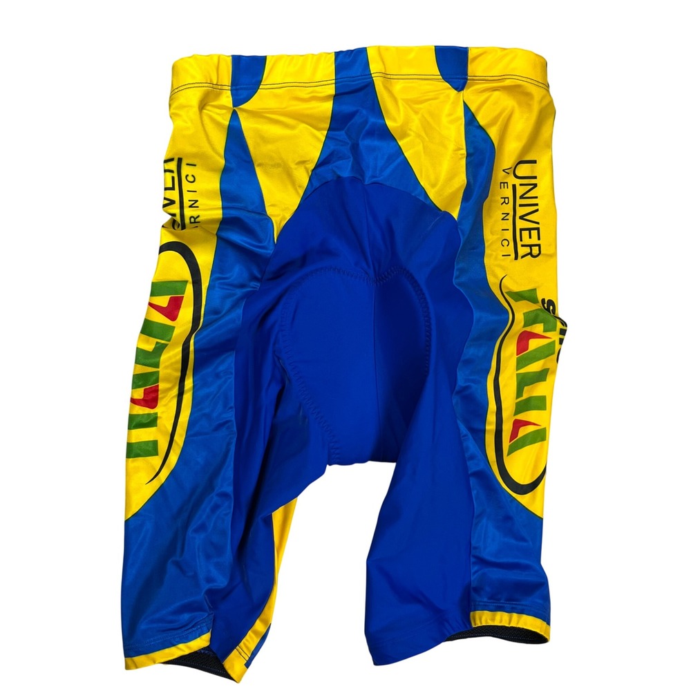 Univer Vernici Cycling Shorts Men XXL Blue Yellow‎ Padded Italia Graphic Retro